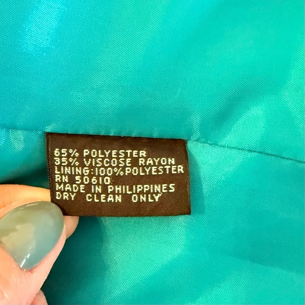 Vintage Kasper for A.S.L. Teal Short Sleeve Peplum 2-Piece Skirt Suit Size 8 EUC